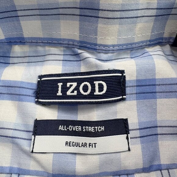 Izod Shirts Mens Large Regular Fit Button-Up ‎ Set Of 2 Blue Paid Tartan Preppy - Picture 2 of 16